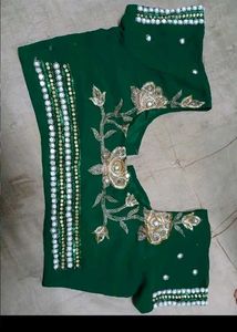 Embroidered Green Saree with Border