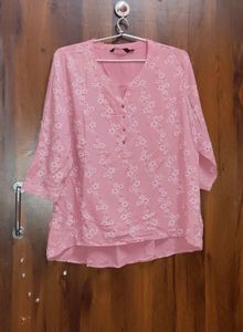 Pink Floral Print Top kurti