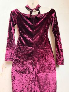 Burgundy Velvet Choker Dress
