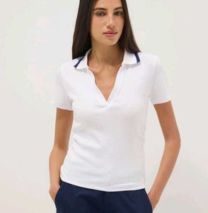 Women's White Strech Polo Tshirt