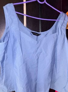 powder  Blue mul chanderi kurta Set