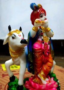 Lord Krishna Statue with Cow