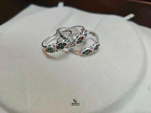 Pure Silver Toe Rings with Gems
