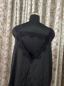 Black Lace Trim Camisole Slip