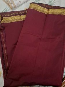 Elegant Maroon Saree with Gold Border