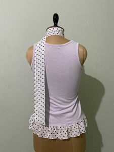 Lavender  Ruffle bolka dot top