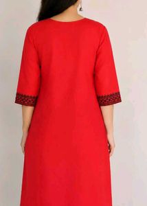 Red Kurta with Black Embroidery