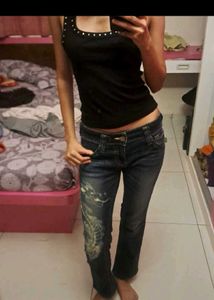 Embroidered Dragon Skinny Jeans
