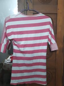 Alternate Pink And White Colour Cute Top