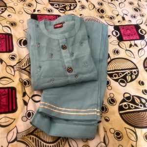 Elegant Teal Kurta Set with Embellishments