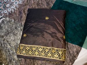 Elegant Black Saree with Gold Embroidery