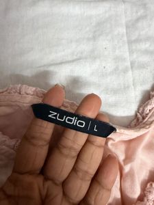 ZUDIO Pink Cotton Tie-Front Crop Top