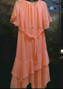 Chic Pink Layered Midi Dress