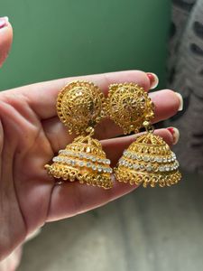 Elegant Gold-Tone Jhumka Earrings