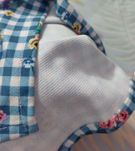 Blue Gingham Floral Mini Dress