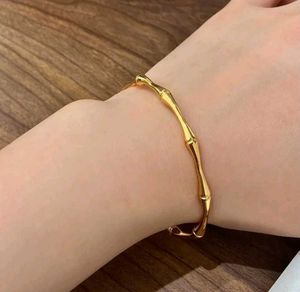 Unique Bamboo Design Gold Cuff Bracelet