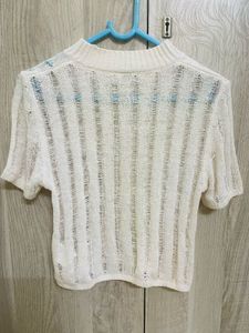 H&amp;M White Knit Crop Top