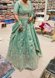 Exquisite Teal Embroidered Lehenga Choli Set