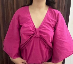 Zara Fuchsia Bow Front Top