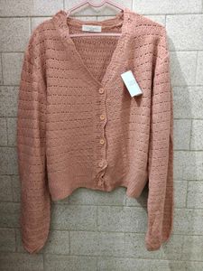 Pink Knit Cardigan with Buttons