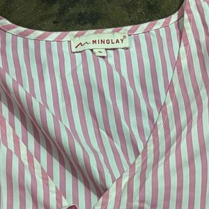 Pink Striped Peplum Top