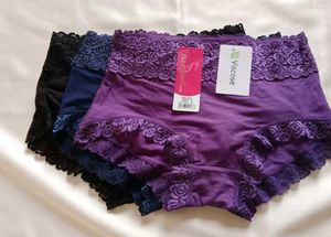 Women's Dark Purple,Navy,Black Lace Trim Brief