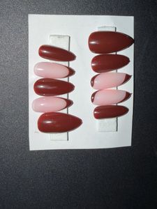 Press-On Nails - Burgundy &amp; Pink