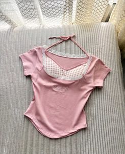 Korean imported Cute Pink Halter Neck Top