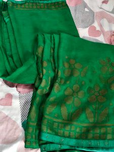 Vibrant Green Floral Saree