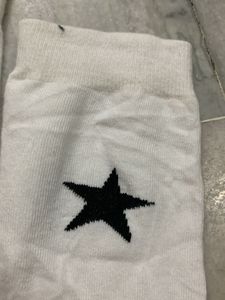 White Socks with Black Star Detail