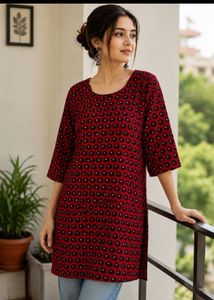 Stylish Red Printed Kurta