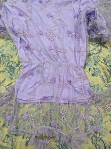 Urbanic savana Elegant Lilac Embroidered Maxi Dres
