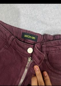 Burgundy Wide Leg Jeans