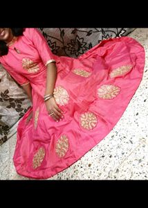 Pink Embroidered Ethnic Gown