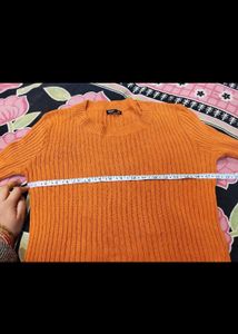 Stylish Orange Ribbed Knit Dress