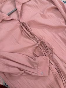 Pink Tie-Up Collared Shirt