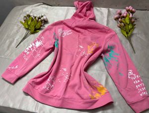 Pink Graphic Print Hoodie