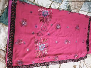 Beautiful Pink Embellished Saree