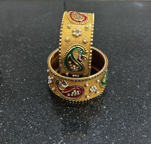 Vintage Gold-Tone Peacock Bangles