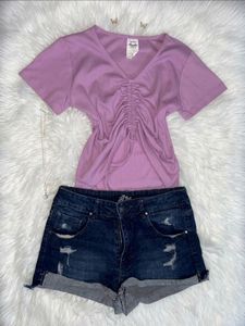 Ruched V-Neck Crop Top