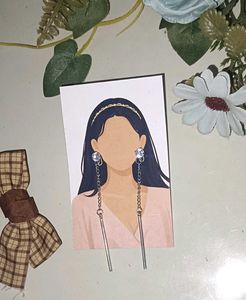 Dangling Bar &amp; Stone Drop Earrings