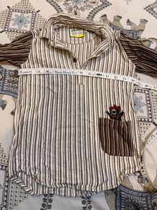 Striped Casual Shirt with Pocket Detail