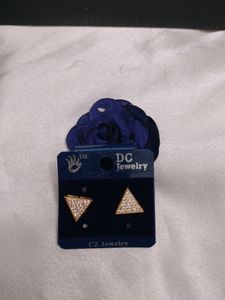 American Diamond Rose Gold Traingle Earrings