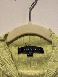 Lime Green Ribbed Mock Neck Top