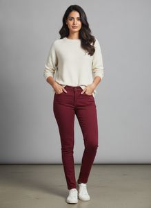 Women's Burgundy Skinny Jeans