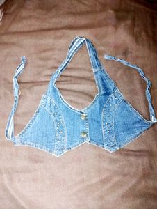 Denim Vest Halter Top