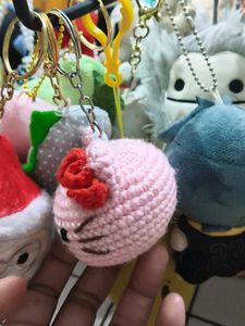 Crocheted Pink Hello Kitty Keychain