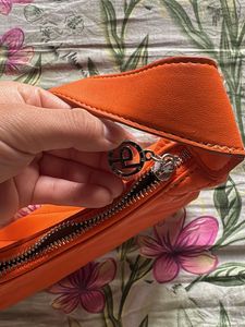 Chic Padded Orange Shoulder Bag
