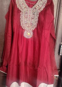 Elegant Maroon Anarkali Kurta Set