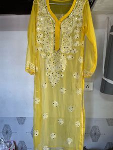 Yellow Embroidered Kurta